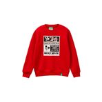 United Colors of Benetton Erkek Çocuk Kırmızı Etek Ucu Logo Etiketli Mickey Mouse Baskılı Sweatshirt, Kırmızı, 13-14 Yaş