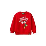 United Colors of Benetton Erkek Çocuk Kırmızı Etek Ucu Logolu Mickey Mouse Baskılı Bisiklet Yaka Sweatshirt, Kırmızı, 18-24 AY