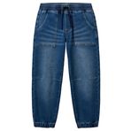 United Colors of Benetton Erkek Çocuk Koyu Denim Logo Detaylı Büzgü İpli Denim Jogger Pantolon, Koyu Denim, 11-12 Yaş