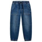 United Colors of Benetton Erkek Çocuk Koyu Denim Logo Detaylı Büzgü İpli Denim Jogger Pantolon, Koyu Denim, 13-14 Yaş