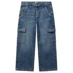 United Colors of Benetton Erkek Çocuk Koyu Mavi Arka Cebi Logolu Cepli Beli Lastikli İpli Denim Pantolon, 8-9 Yaş, 225A4KEHCF04V, Koyu Mavi, Erkek Çocuk
