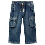United Colors of Benetton Erkek Çocuk Koyu Mavi Arkası Logo Detaylı Yan Cepli Büzgü İpli Denim Pantolon, 18-24 Ay, 225A4KEHGF02N, Koyu Mavi, Erkek Çocuk