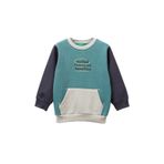 United Colors of Benetton Erkek Çocuk Koyu Yeşil-Gri Önü Logo Baskılı Cepli Bisiklet Yaka Regular Fit Sweatshirt, 3-4-yas, 225A3EB5G10KS, Koyu Yeşil-Gri, erkek-çocuk