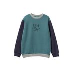 United Colors of Benetton Erkek Çocuk Koyu Yeşil-Gri Önü Logo Baskılı Nervürlü Şardonlu Sweatshirt, 10-11 Yaş, 225A3EB5C10R5, Koyu Yeşil-Gri, erkek-çocuk