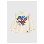 United Colors of Benetton Erkek Çocuk Krem Spiderman Baskılı Logo Etiketli Uzun Kollu T-shirt