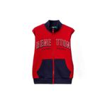 United Colors Of Benetton Erkek Çocuk Logo Detaylı Önü Fermuarlı Ribana Detaylı Sweatshirt,Kırmızı-Gri 18-24 Ay