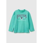 United Colors of Benetton Erkek Çocuk Mavi-yeşil Önü Logo Baskılı Bisiklet Yaka Uzun Kollu T-Shirt, 13-14 Yaş, 226P3I1XC10S2, Mavi-yeşil, Erkek Çocuk