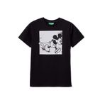 United Colors of Benetton Erkek Çocuk Mickey Mouse Baskılı T-Shirt T-Shirt, Siyah, 6-7 Yaş