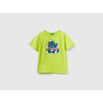 United Colors of Benetton Erkek Çocuk Monsters Baskılı Bisiklet Yaka Tişört Yeşil 3-4 Yaş