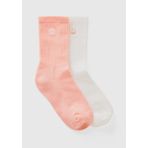 United Colors of Benetton Erkek Çocuk Pembe Mix Logo Baskılı 2'li Soket Çorap Seti 30-34