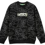 United Colors of Benetton Erkek Çocuk Siyah Tamamı Desenli Önü Üç Boyutlu Grafikli Bisiklet Yaka Sweatshirt