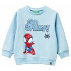 United Colors Of Benetton Erkek Çocuk Spiderman Baskılı Logo Etiketli Kabartmalı Nervürlü Sweatshirt,Açık Mavi 3-4 Yaş