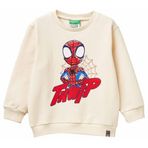 United Colors Of Benetton Erkek Çocuk Spiderman Baskılı Logo Etiketli Kabartmalı Nervürlü Sweatshirt,Krem 12-18 Ay