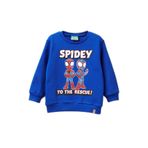 United Colors Of Benetton Erkek Çocuk Spiderman Baskılı Logo Etiketli Kabartmalı Nervürlü Sweatshirt,Saks Mavisi 18-24 Ay