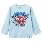United Colors Of Benetton Erkek Çocuk Spiderman Baskılı Logo Etiketli Uzun Kollu T-Shirt,Açık Mavi 12-18 Ay