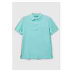 United Colors of Benetton Erkek Çocuk Su Yeşili Logolu Pike Polo T-Shirt