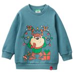 United Colors of Benetton Erkek Çocuk Tazmanya Baskılı Logo Etiketli Bisiklet Yaka Şardonlu Sweatshirt, 2-3 Yaş, 225A3J73G10L3, Kırmızı, erkek-çocuk