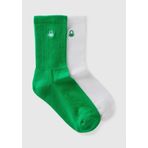 United Colors of Benetton Erkek Çocuk Yeşil Mix Logo Baskılı 2'li Soket Çorap Seti, Yeşil Mix, 30-34