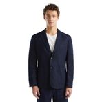 United Colors of Benetton Erkek Koyu Lacivert Keten Karışımlı Biyeli Cep Detaylı Çift Düğmeli Blazer Ceket, Koyu Lacivert, 50