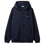 United Colors of Benetton Erkek Lacivert%100 Pamuk Dar Kesim Fermuarlı Kapüşonlu Sweatshirt 2XL