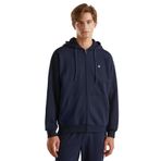 United Colors of Benetton Erkek Siyah%100 Pamuk Dar Kesim Fermuarlı Kapüşonlu Sweatshirt