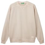 United Colors of Benetton Erkek Taş Rengi Pamuklu Logo Etiketi Detaylı Bisiklet Yaka Sweatshirt