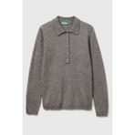 United Colors Of Benetton Gri Kadın / Kız Kdn_yün ve Kaşmir Karışımlı Regular Fit Polo Yaka Kazak Model Kodu: ( 102HD301H572) - XS