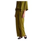 United Colors of Benetton Haki Yeşili Viskoz Karışımlı Arka Cep Detaylı Geniş Paça Pantolon, 34, 125A4K3ADF09Z, Haki Yeşili, Kadın