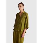 United Colors of Benetton Haki Yeşili%100 Viskoz Yarım Kol Gömlek Yaka Bluz, XS, 125A5HFLDQ0C8, Haki Yeşili, Kadın