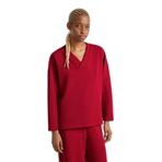 United Colors of Benetton Kadın Bordo Modal Karışımlı V Yaka Uzun Kollu Sweatshirt, Bordo, XS