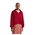 United Colors of Benetton Kadın Bordo Modal Karışımlı Yarım Fermuarlı Polo Yaka Sweatshirt, Bordo, M