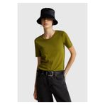United Colors of Benetton Kadın Haki Yeşili %100 Koton Basic Kısa Kollu Bisiklet Yaka T-Shirt