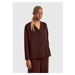 United Colors of Benetton Kadın Kahverengi Modal Karışımlı V Yaka Uzun Kollu Sweatshirt, Kahverengi, XS