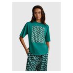 United Colors of Benetton Kadın Koyu Yeşil Koton Karışımlı Baskılı T-Shirt