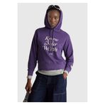 United Colors of Benetton Kadın Mor Pamuk Karışımlı Önü Yazı Baskılı Kapüşonlu Sweatshirt