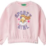 United Colors of Benetton Kız Çocuk Açık Pembe Önü Lola Bunny Baskılı Normal Kesim Bisiklet Yaka Sweatshirt 2-3 Yaş