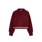 United Colors of Benetton Kız Çocuk Akrilik Polo Yaka Kazak, 8-9-yas, 225A1270Q3009, Bordo, Kız Çocuklar