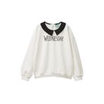 United Colors of Benetton Kız Çocuk Beyaz Etek Ucu Logo Etiketli Önü Parlak Wednesday Baskılı Sweatshirt