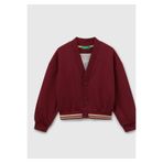 United Colors of Benetton Kız Çocuk Bordo Payet İşlemeli Ucu Çizgili Sweatshirt Hırka