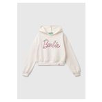 United Colors of Benetton Kız Çocuk Ekru Etek Ucu Logolu Barbie Baskılı Kapüşonlu Kısa Sweatshirt