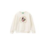 United Colors of Benetton Kız Çocuk Ekru Etek Ucu Logolu Mickey Mouse Baskılı Rahat Kesim Sweatshirt, Ekru, 11-12 Yaş