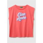United Colors Of Benetton Kız Çocuk Kabarık Baskı Detaylı T-Shirt Mercan 6-14 Yaş - 11 - 12 Yaş