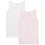 United Colors Of Benetton Kız Çocuk Kalın Askılı 2'Li Atlet Seti,Beyaz-Pembe 10-11 Yaş