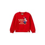 United Colors of Benetton Kız Çocuk Kırmızı Etek Ucu Logolu Çizgi Film Baskılı Bisiklet Yaka Sweatshirt, Kırmızı, 12-18 AY