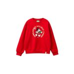United Colors of Benetton Kız Çocuk Kırmızı Etek Ucu Logolu Mickey Mouse Baskılı Rahat Kesim Sweatshirt, Kırmızı, 6-7 Yaş