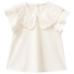 United Colors of Benetton Kız Çocuk Krem Bebe Yaka Çiçek Motifli Kolları Fırfırlı Gömlek 3-4 Yaş