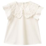 United Colors of Benetton Kız Çocuk Krem Bebe Yaka Çiçek Motifli Kolları Fırfırlı Gömlek 5-6