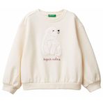 United Colors of Benetton Kız Çocuk Kürk Aplikeli Ribanalı Bisiklet Yaka Sweatshirt, 5-6, 225A39M2G10LC, Ekru, kız-çocuk