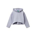 United Colors of Benetton Kız Çocuk Lila Arkası Logo Etiketli Kapüşonlu Relax Fit Sweatshirt, Lila, 7-8 Yaş