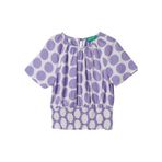United Colors of Benetton Kız Çocuk Lila Beli Lastikli Puantiye Desenli Bluz 10-11 Yaş